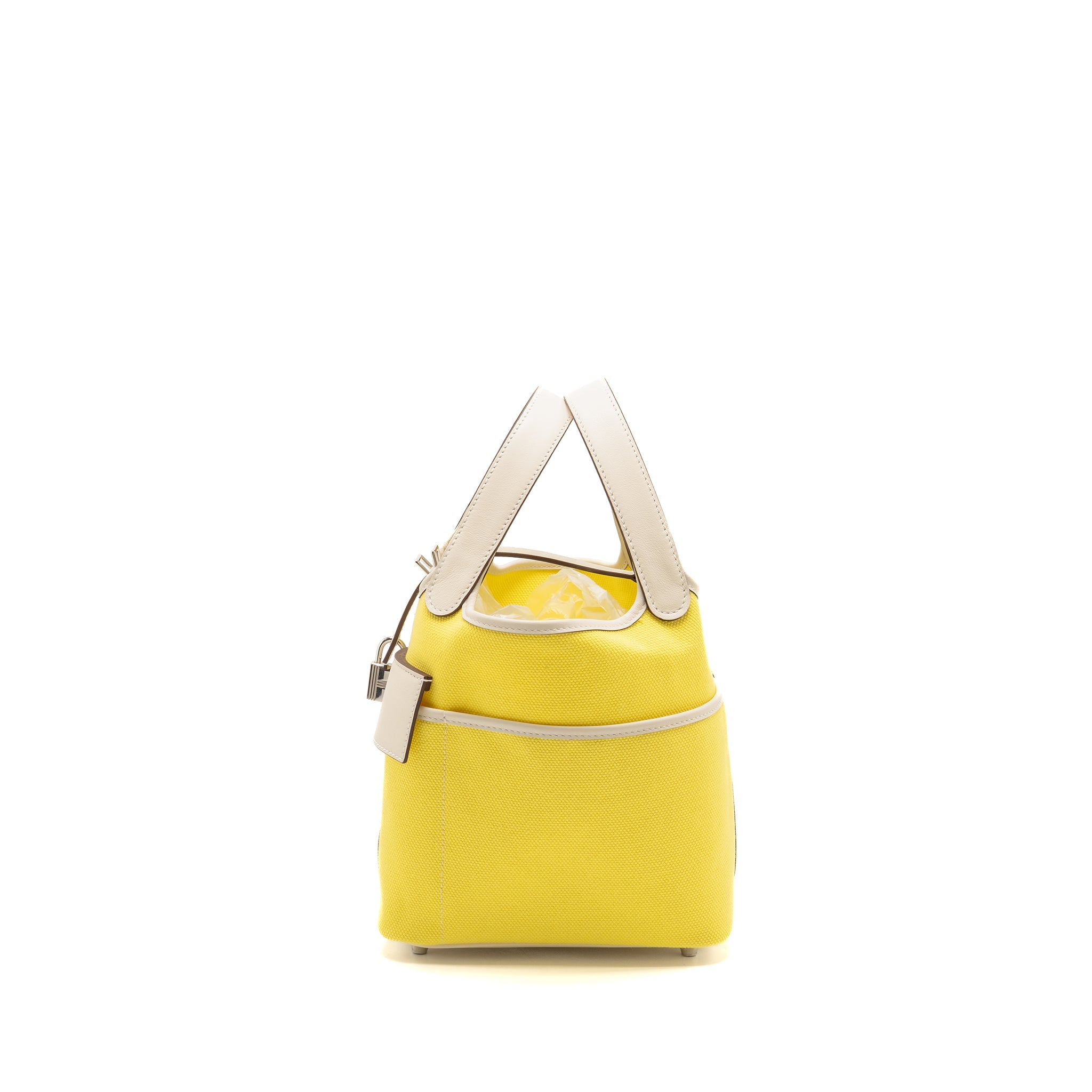 HERMES CARGO PICOTIN 18 LOCK BAG CANVAS/SWIFT JAUNE CITRON/NATA SHW