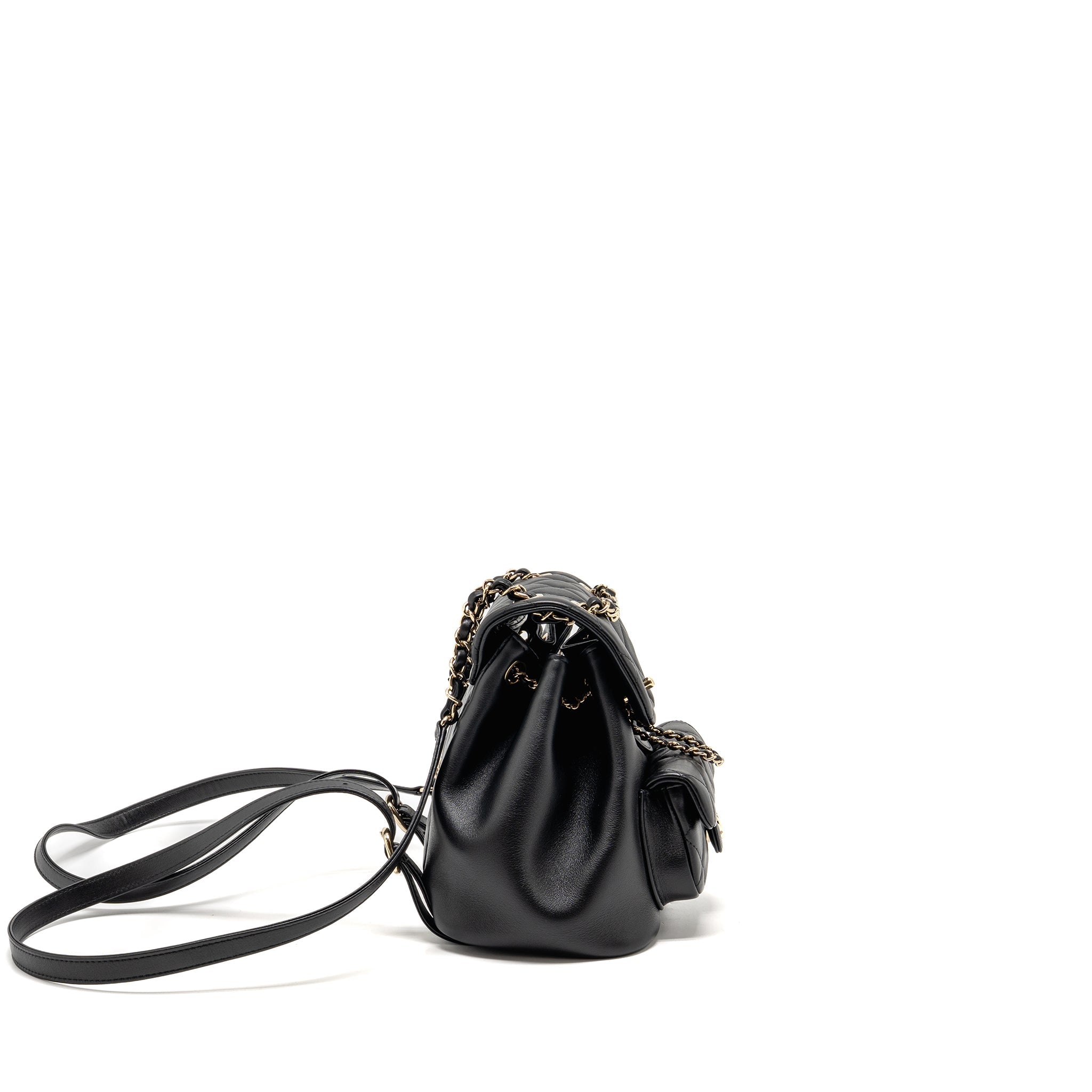 CHANEL MINI DUMA BACKPACK CALFSKIN BLACK LGHW (MICROCHIP)