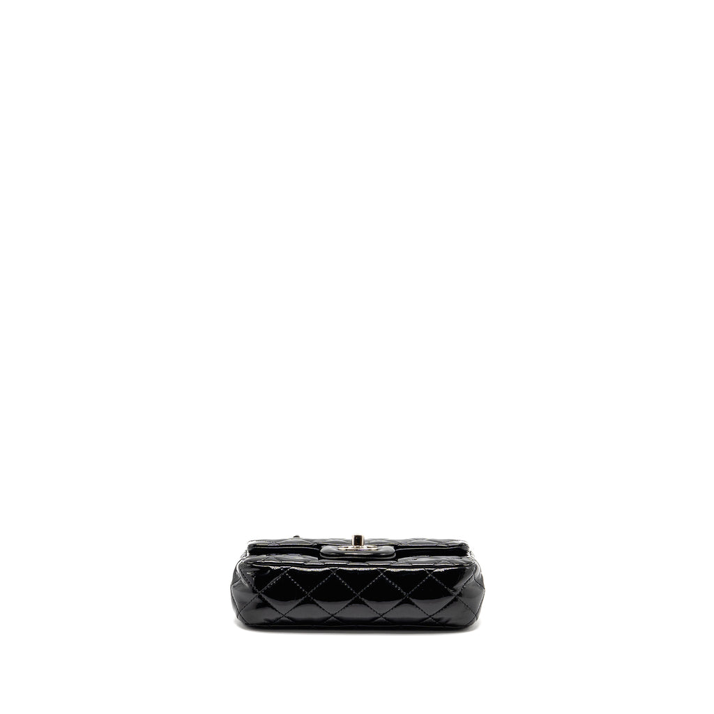 CHANEL CC MINI FLAP BAG PATENT BLACK SHW