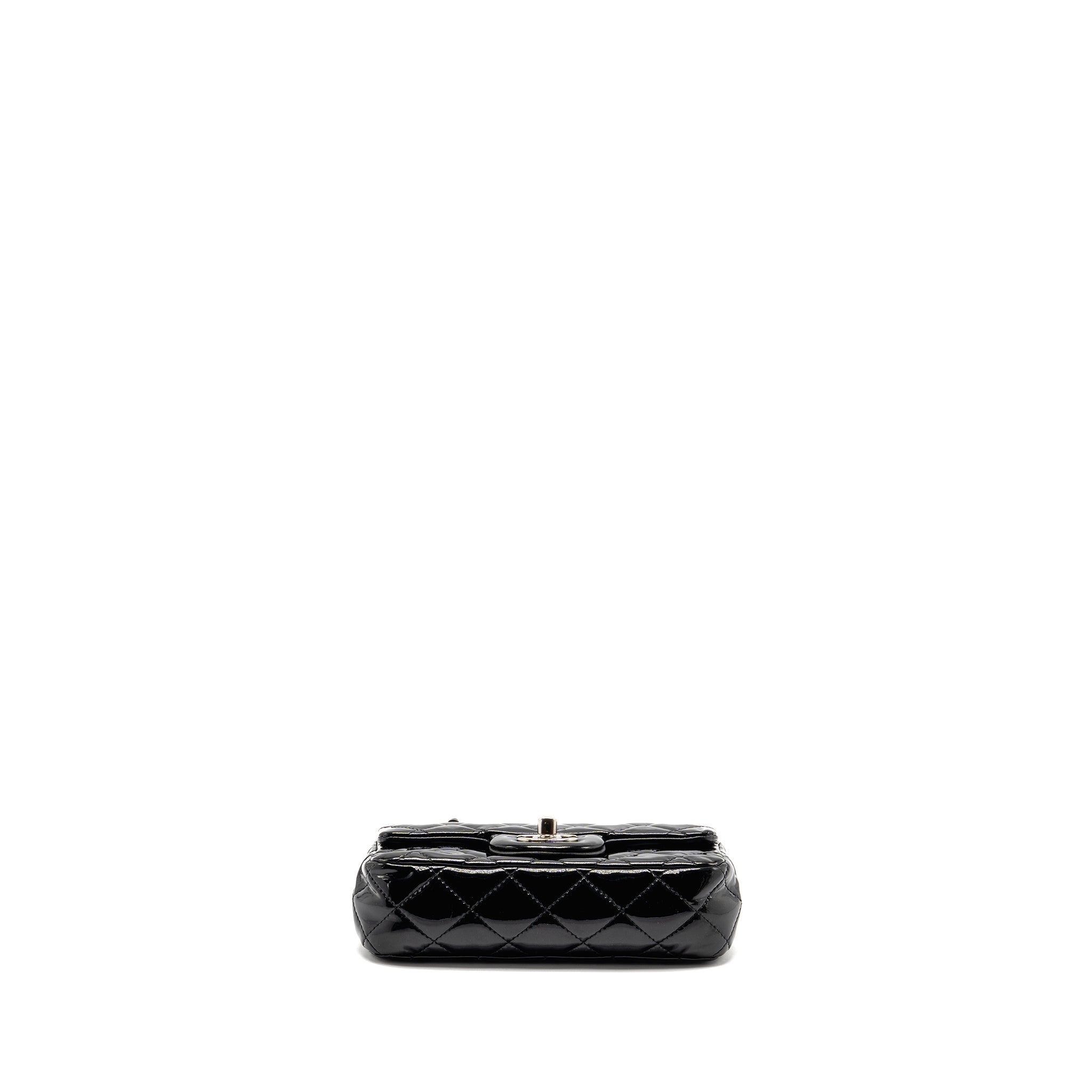 CHANEL CC MINI FLAP BAG PATENT BLACK SHW