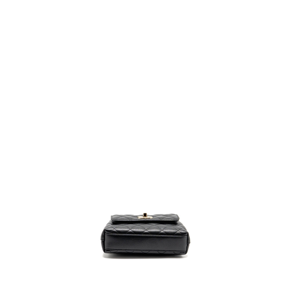 CHANEL COCO HANDLE MINI CLUTCH WITH CHAIN CAVIAR BLACK LGHW (MICROCHIP)