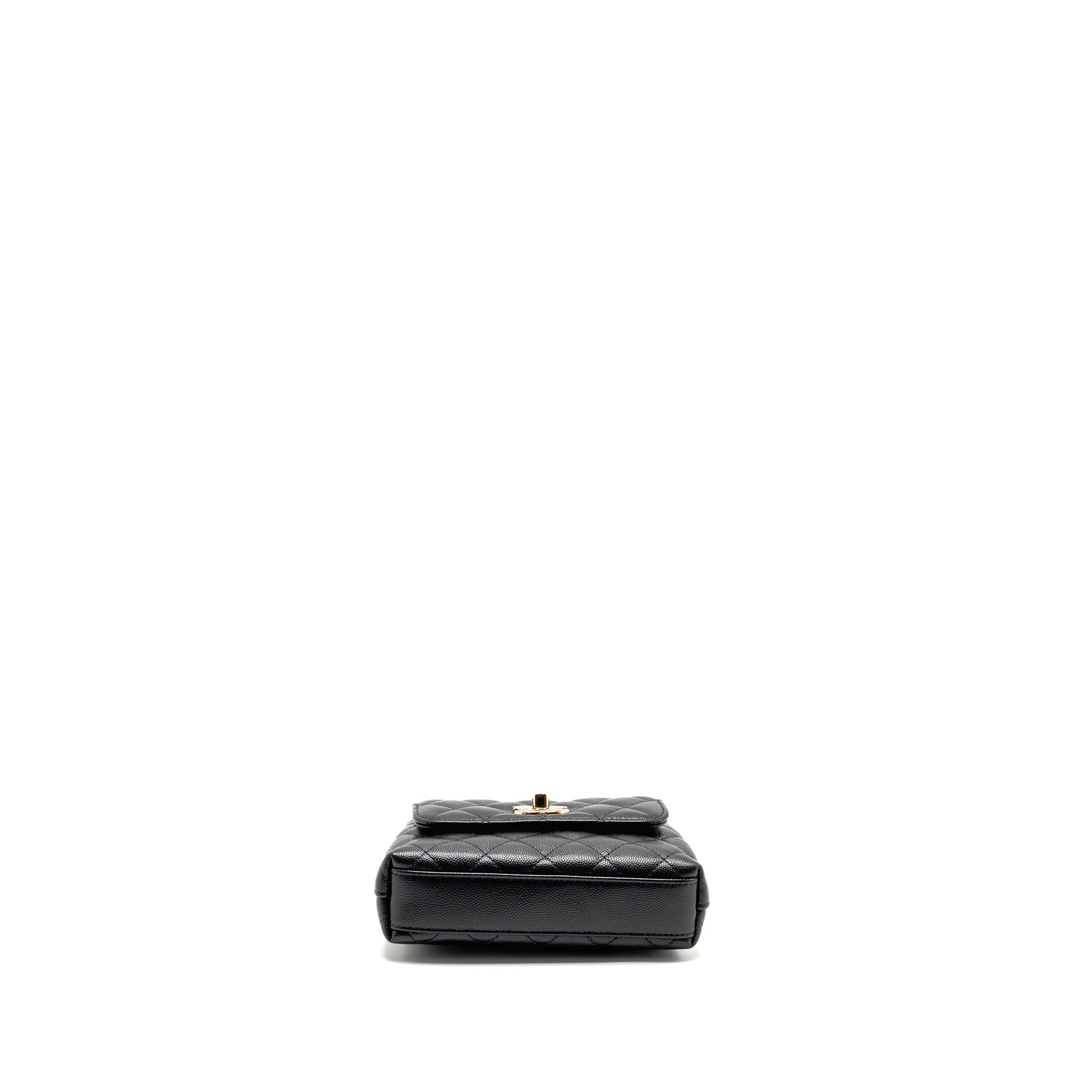 CHANEL COCO HANDLE MINI CLUTCH WITH CHAIN CAVIAR BLACK LGHW (MICROCHIP)