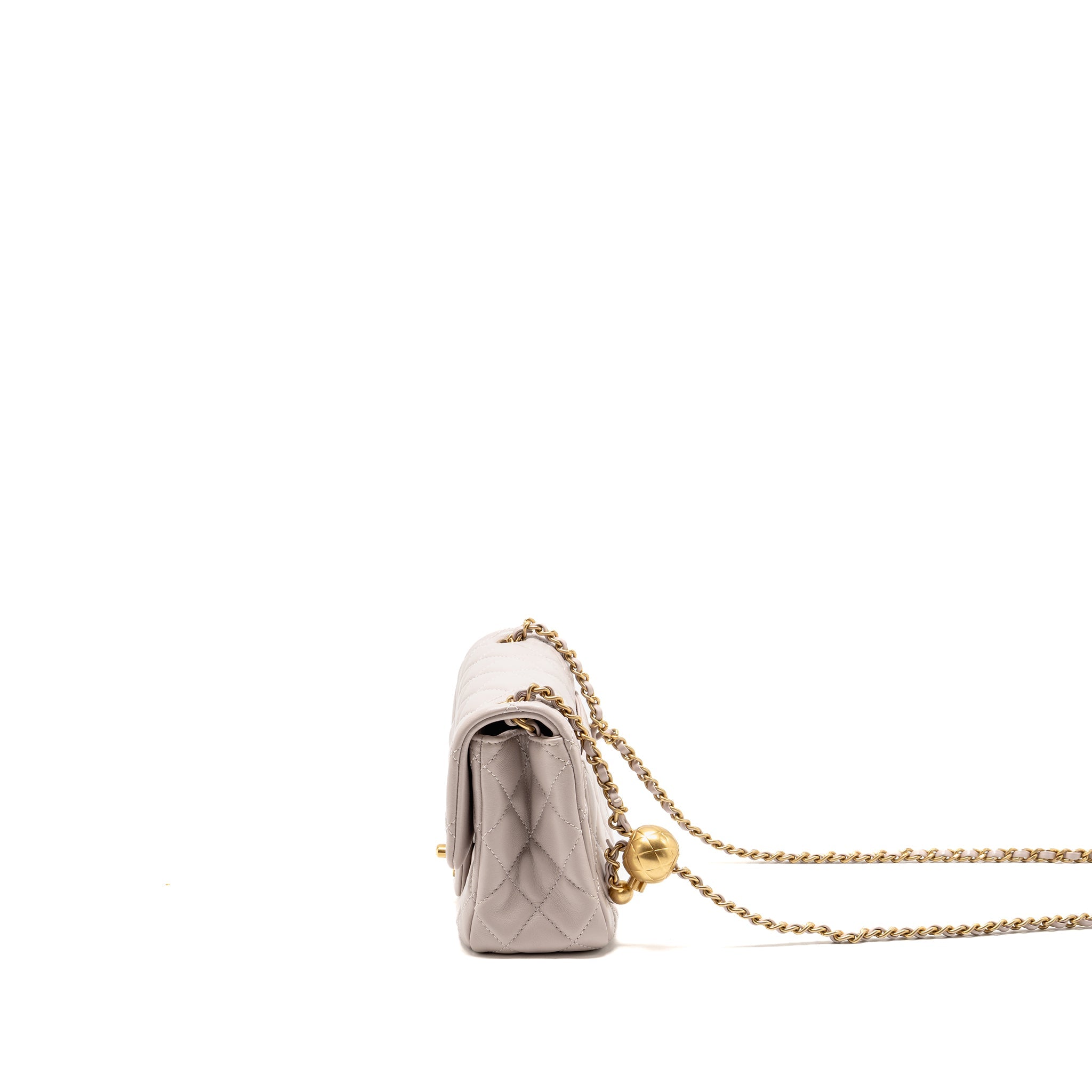 CHANEL PEARL CRUSH MINI SQUARE FLAP BAG LAMBSKIN LIGHT PURPLE GHW (MICROCHIP)