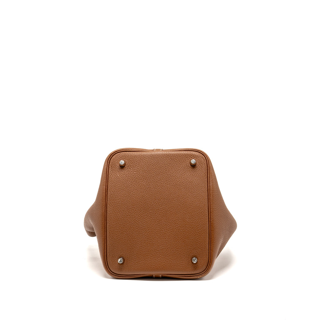 HERMES PICOTIN 22 LOCK BAG CLEMENCE/SWIFT GOLD/BLUE BRUME HANDLE SHW
