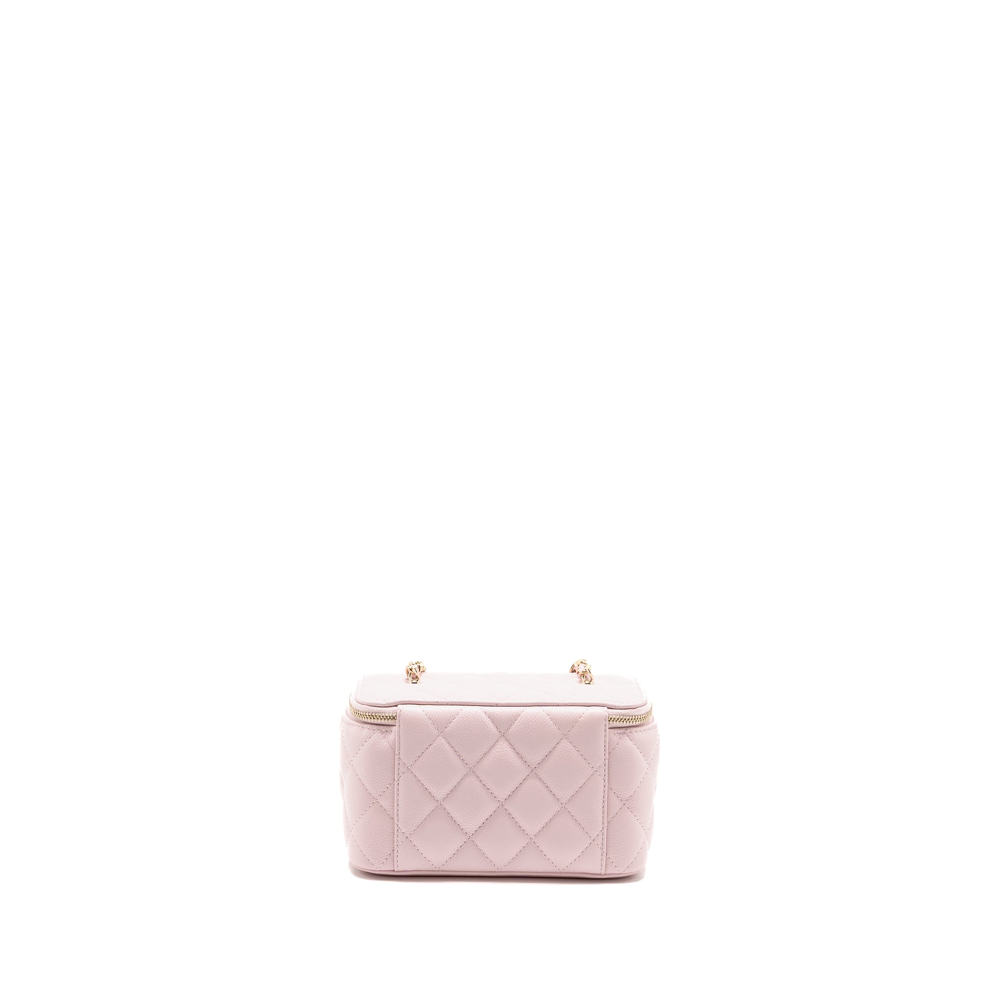 CHANEL 22P LONG VANITY CASE WITH LOGO CHAIN LIGHT PINK CAVIAR LGHW