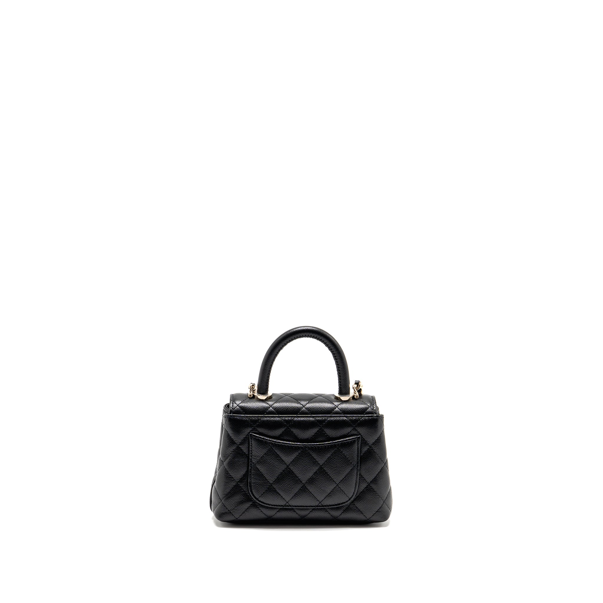 CHANEL COCO HANDLE MINI CLUTCH WITH CHAIN CAVIAR BLACK LGHW (MICROCHIP)