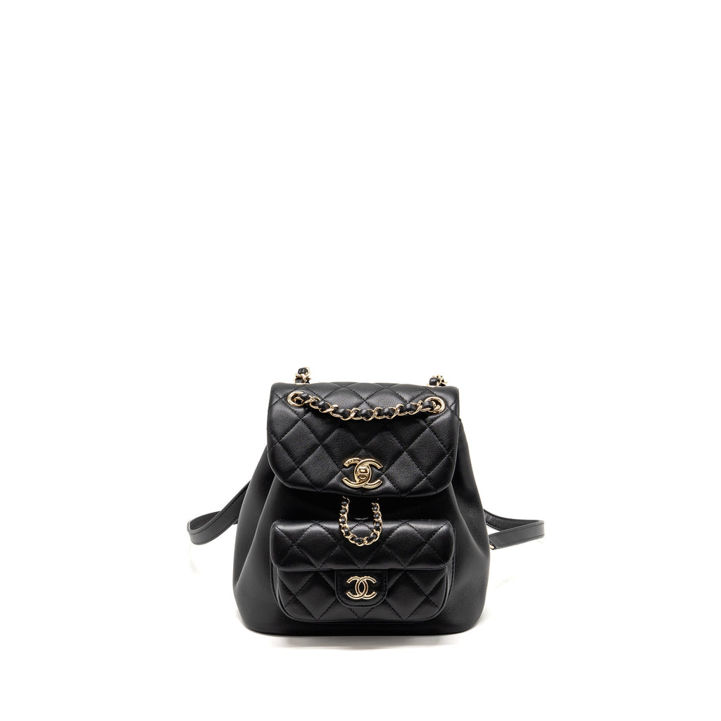 CHANEL MINI DUMA BACKPACK CALFSKIN BLACK LGHW (MICROCHIP)