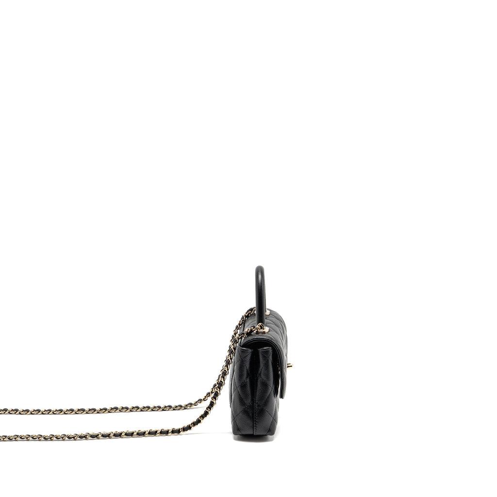 CHANEL COCO HANDLE MINI CLUTCH WITH CHAIN CAVIAR BLACK LGHW (MICROCHIP)