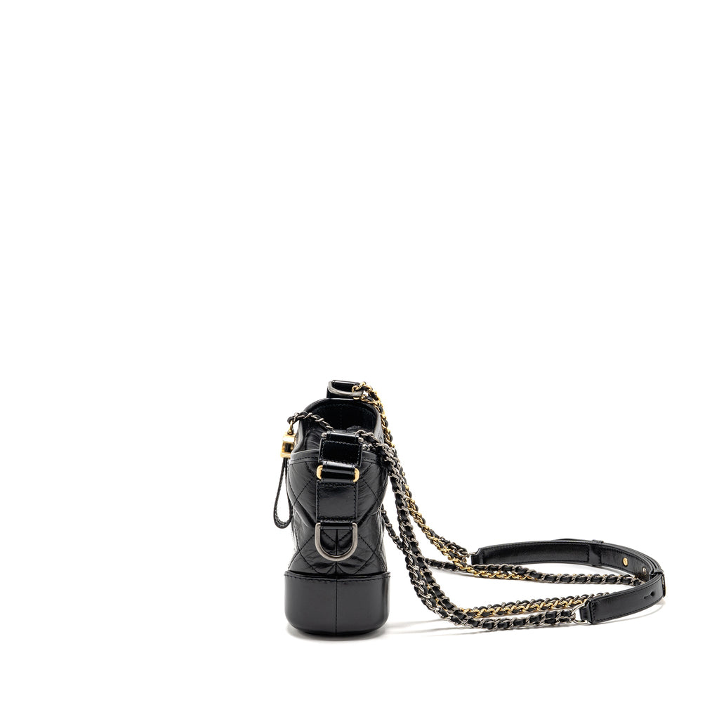 CHANEL SMALL GABRIELLE HOBO BAG AGED CALFSKIN BLACK MULTICOLOUR HARDWARE