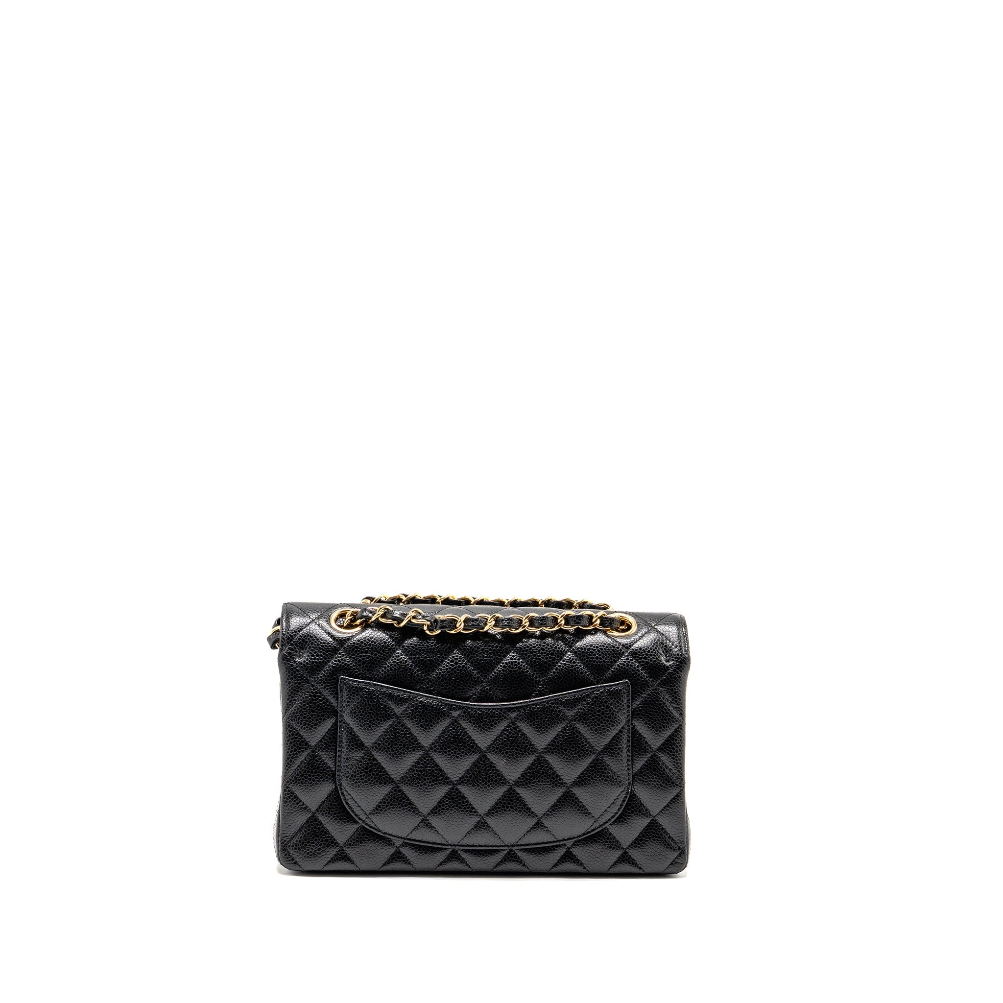 CHANEL SMALL CLASSIC DOUBLE FLAP BAG CAVIAR BLACK GHW (MICROCHIP)