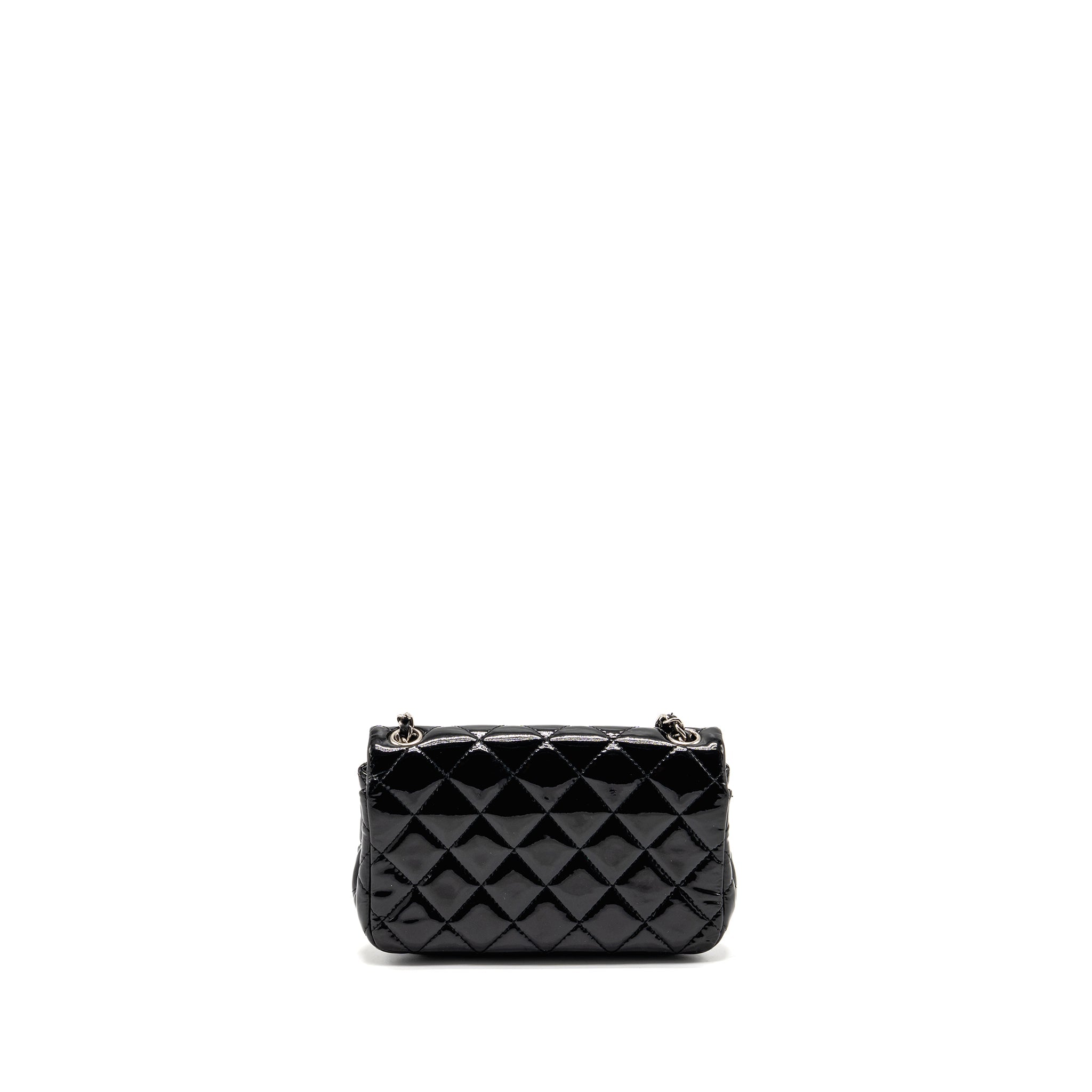 CHANEL CC MINI FLAP BAG PATENT BLACK SHW