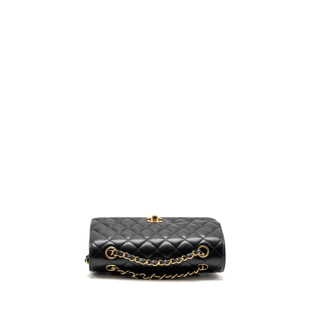 CHANEL SMALL CLASSIC DOUBLE FLAP BAG CAVIAR BLACK GHW (MICROCHIP)