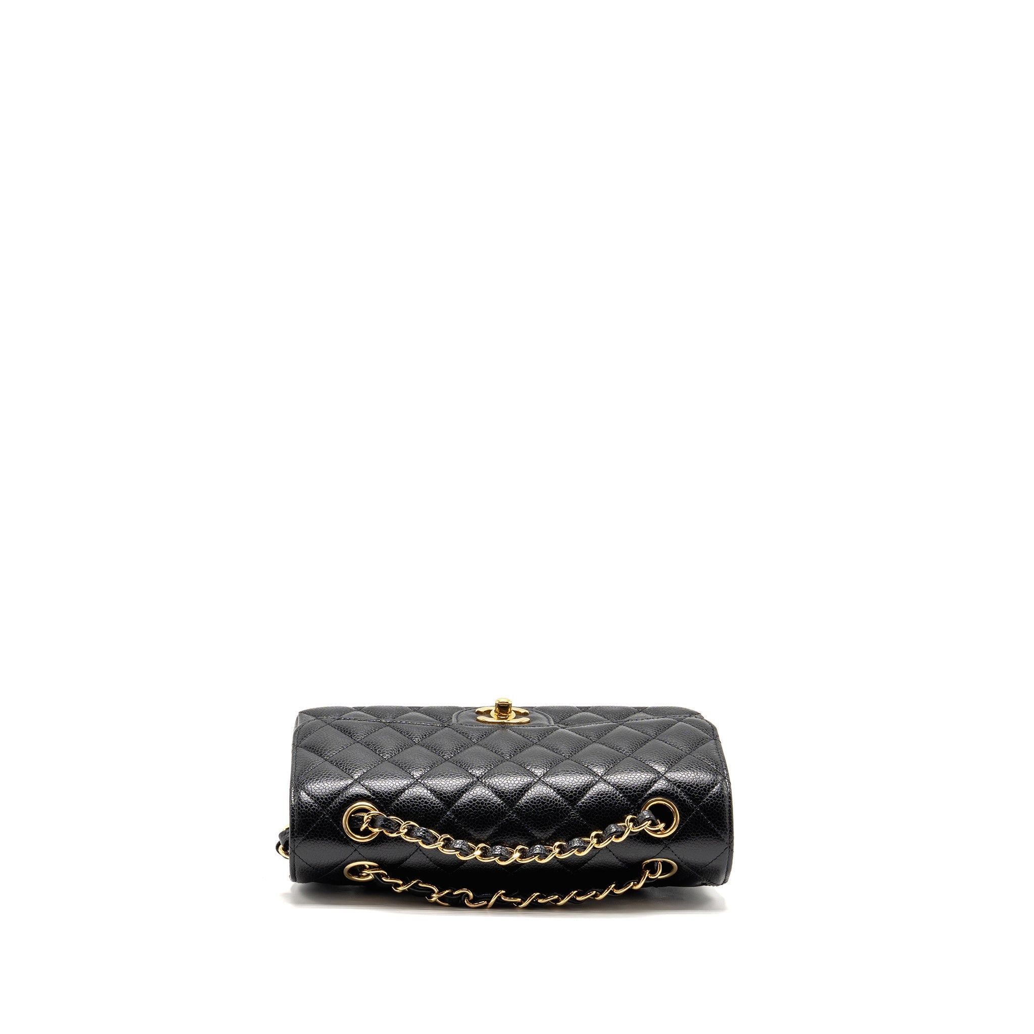 CHANEL SMALL CLASSIC DOUBLE FLAP BAG CAVIAR BLACK GHW (MICROCHIP)