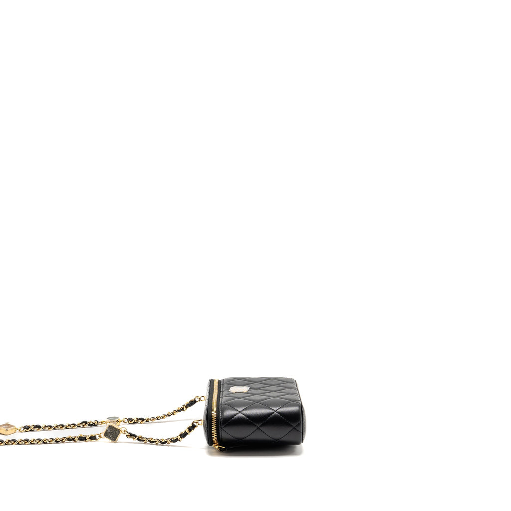 CHANEL SMALL VANITY CLUTCH WITH DETAIL CHAIN CAVIAR BLACK GHW (MICROCHIP)