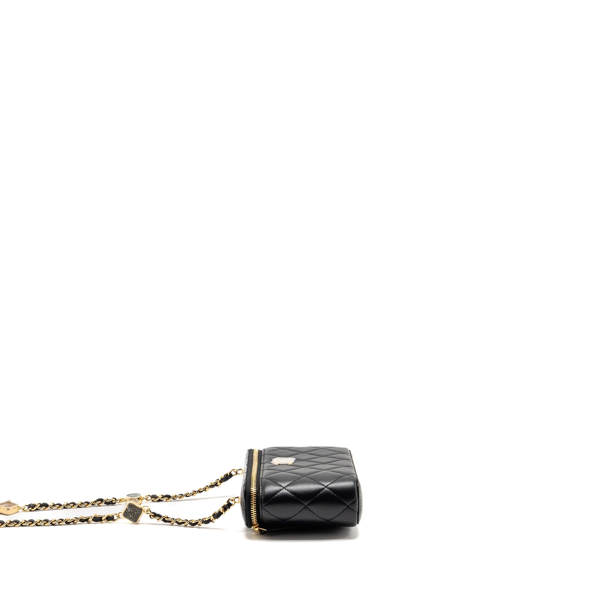 CHANEL SMALL VANITY CLUTCH WITH DETAIL CHAIN CAVIAR BLACK GHW (MICROCHIP)