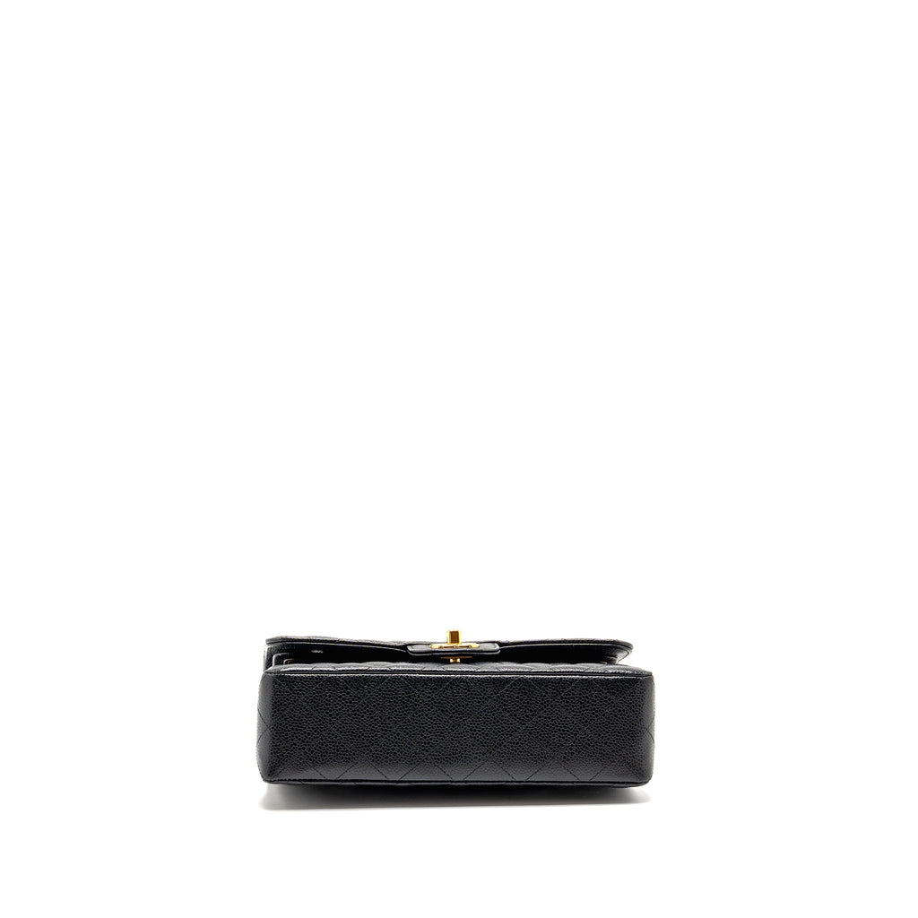 CHANEL SMALL CLASSIC DOUBLE FLAP BAG CAVIAR BLACK GHW (MICROCHIP)