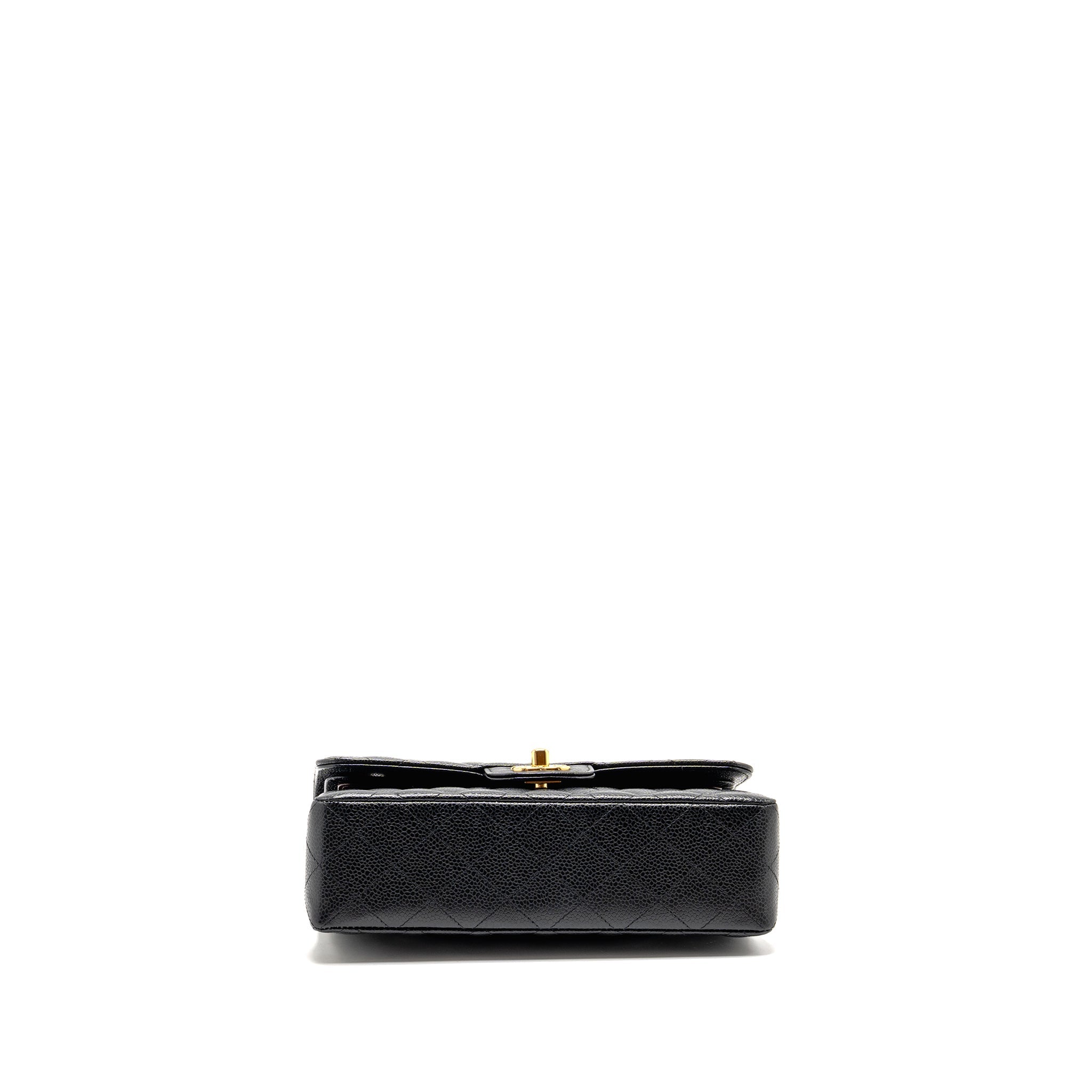 CHANEL SMALL CLASSIC DOUBLE FLAP BAG CAVIAR BLACK GHW (MICROCHIP)
