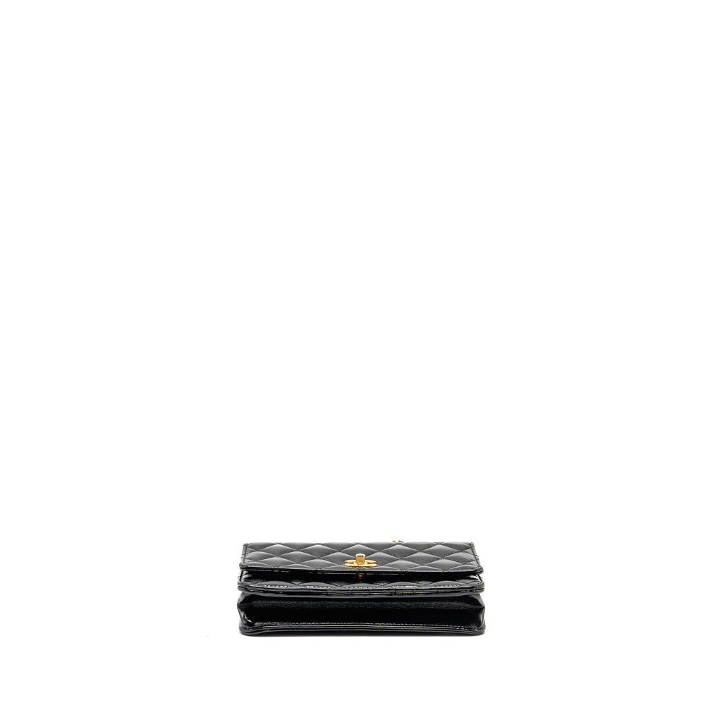 CHANEL 24A DETAILED CHAIN WALLET ON CHAIN SHINY CALFSKIN BLACK GHW (MICROCHIP）
