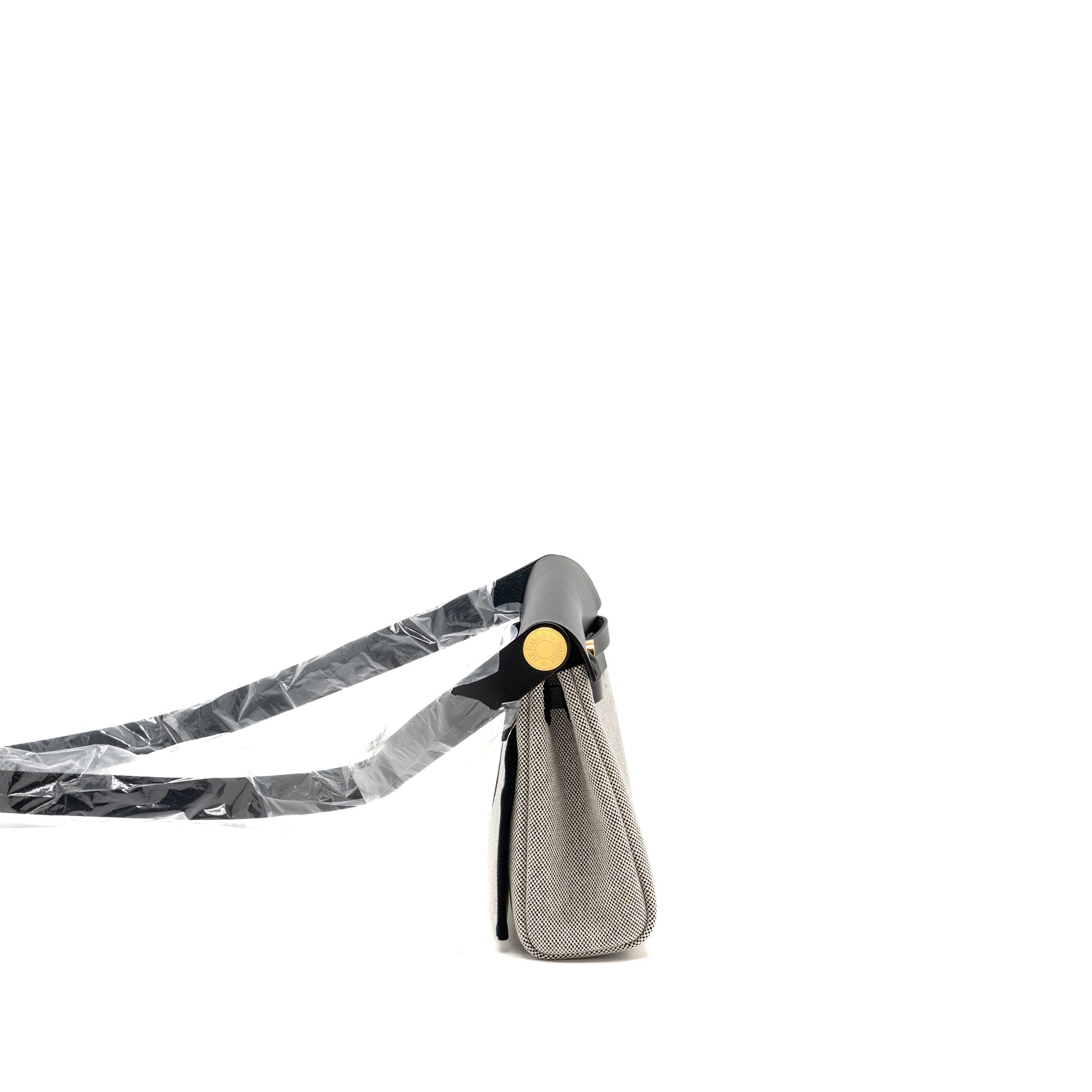 HERMES HERBAG MINI CANVAS/HUNTER LEATHER BLACK/ECRU GHW