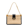 CHANEL ELEGANT CC TOTE QUILTED LAMBSKIN BEIGE/BLACK GHW