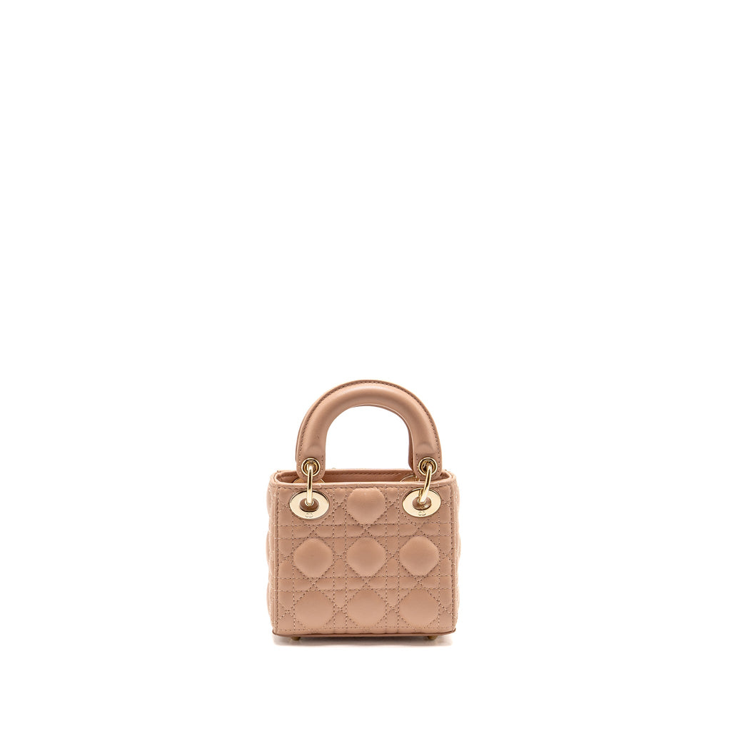 DIOR MICRO LADY DIOR CANNAGE LAMBSKIN ROSE DES VENTS LGHW