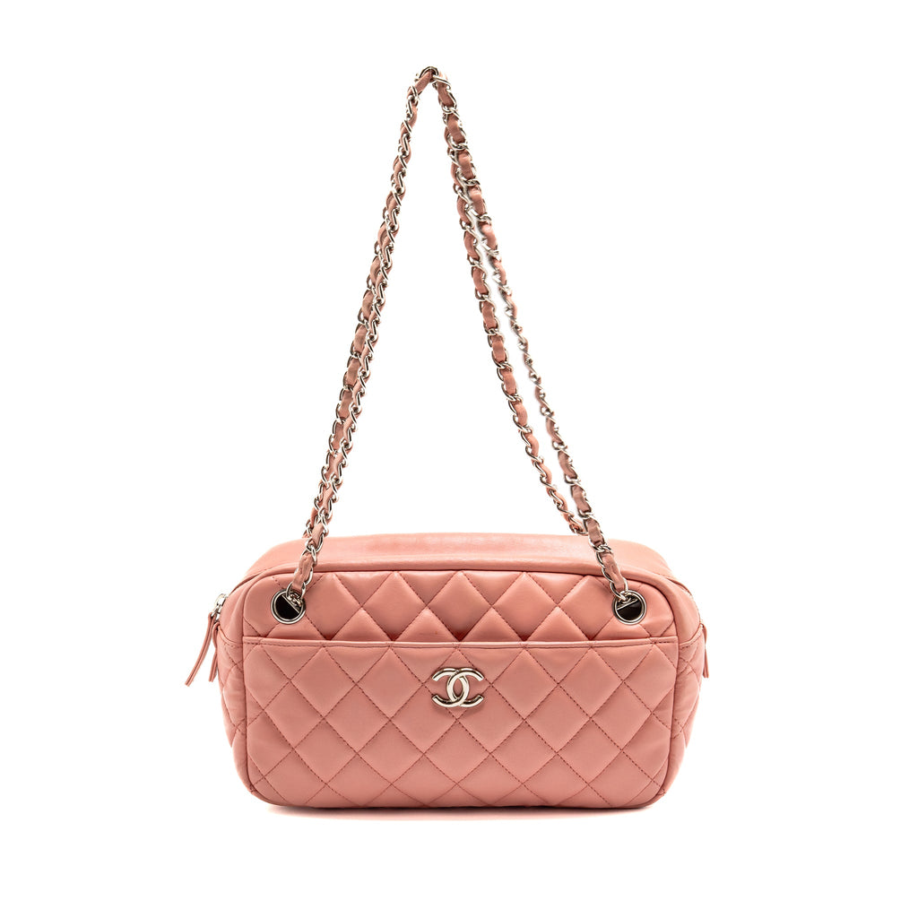 CHANEL CC CAMERA CASE WITH CHAIN LAMBSKIN PINK SHW