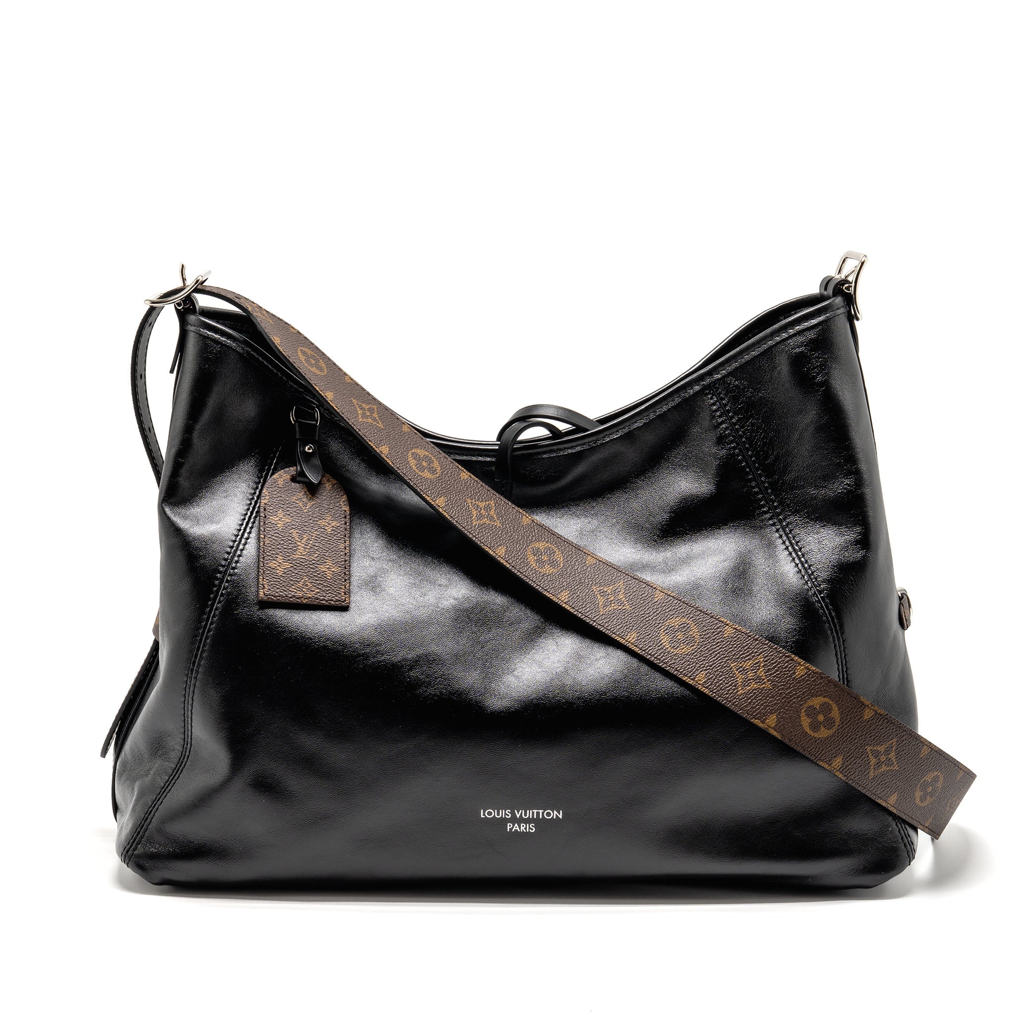 LOUIS VUITTON CARRYALL VIBE MM LAMBSKIN/MONOGRAM CANVAS BLACK SHW