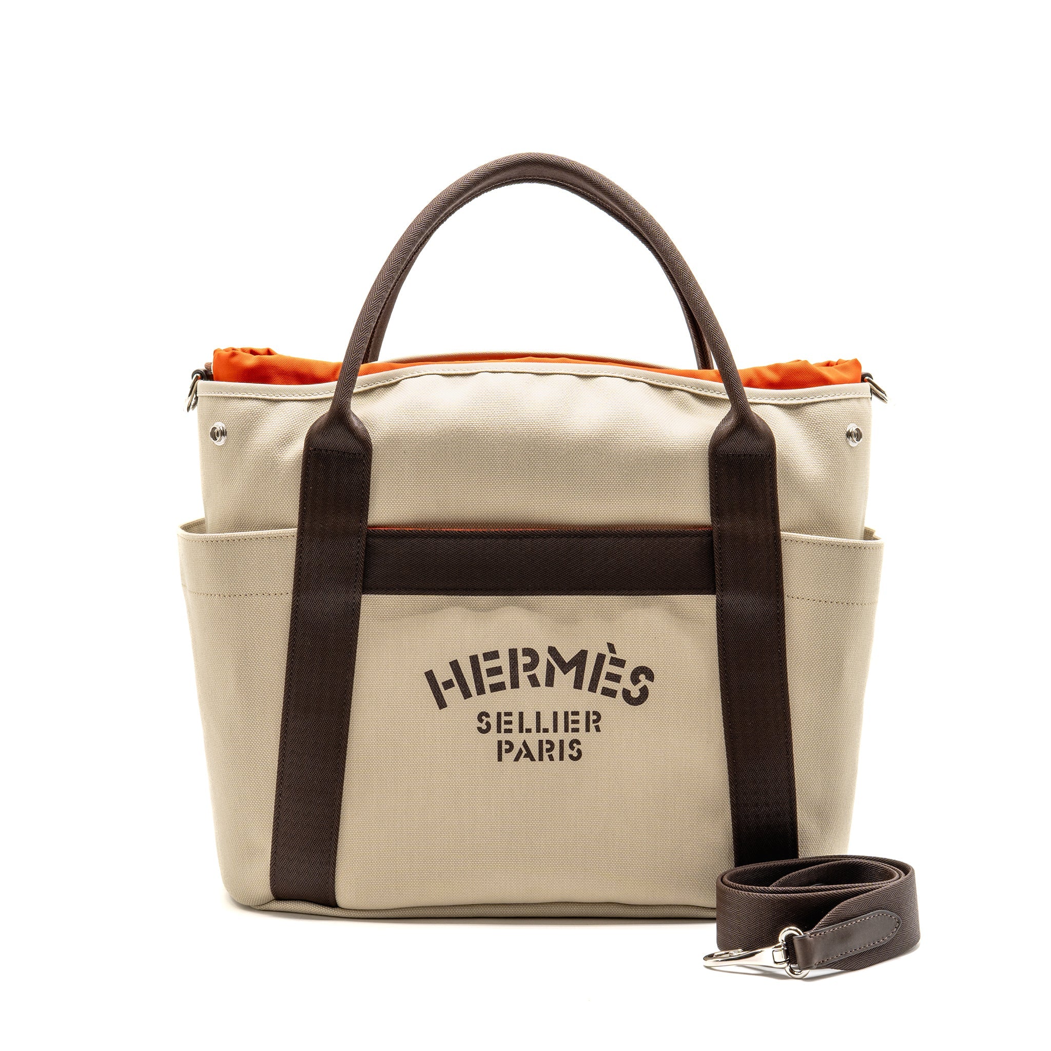 HERMES THE GROOMING BAG POLYAMIDE/COTTON/POLYURETHANE BEIGE SABLE/FEU SHW