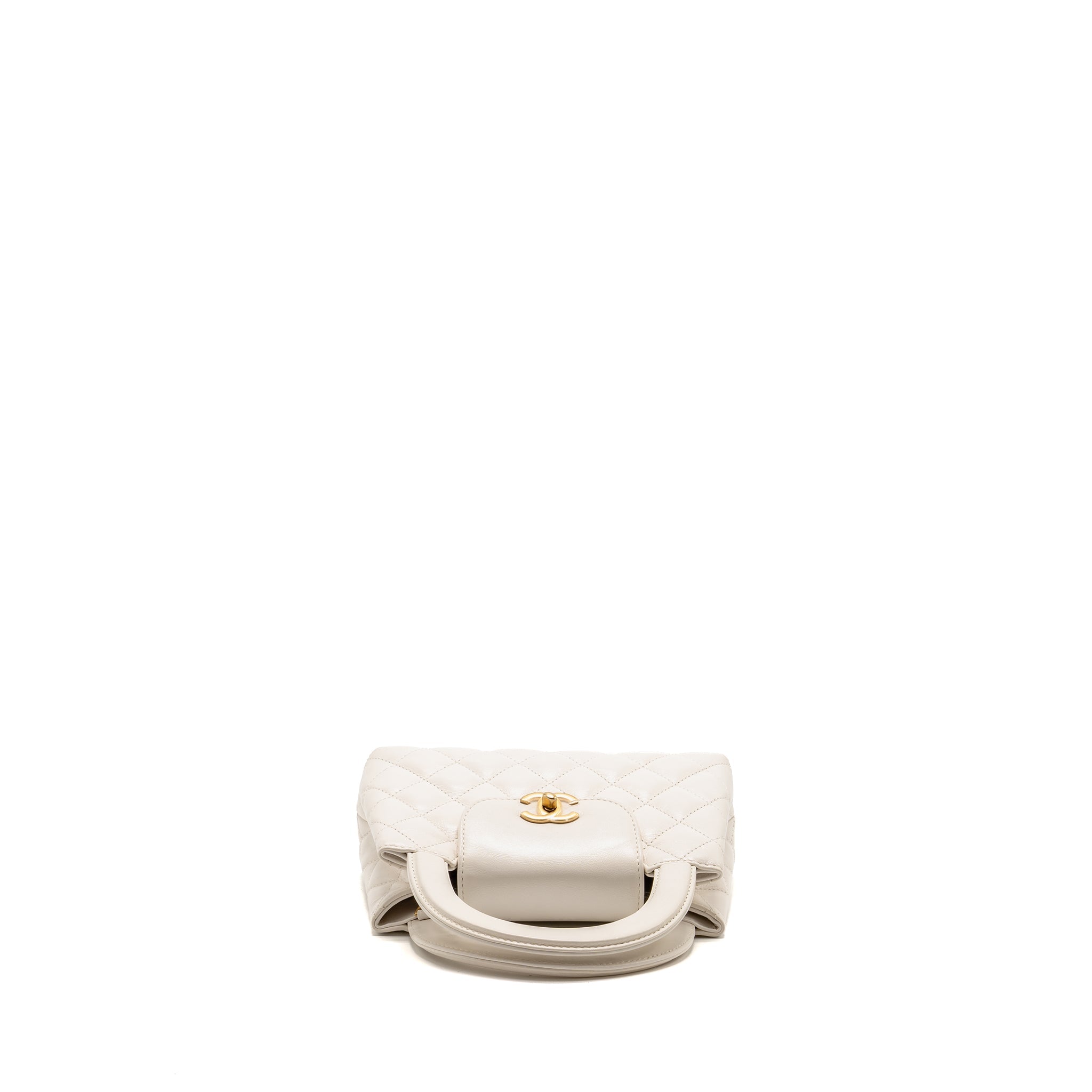 CHANEL MINI KELLY SHOPPING TOTE BAG CALFSKIN WHITE GHW (MICROCHIP)