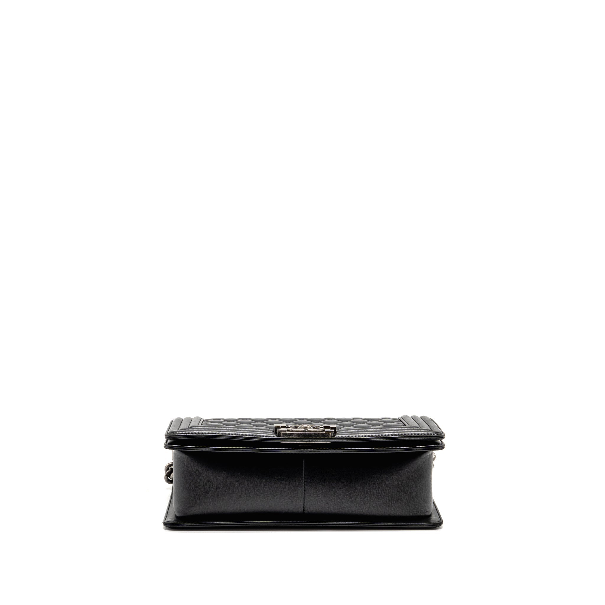 CHANEL MEDIUM BOY BAG LAMBSKIN BLACK RUTHENIUM SHW