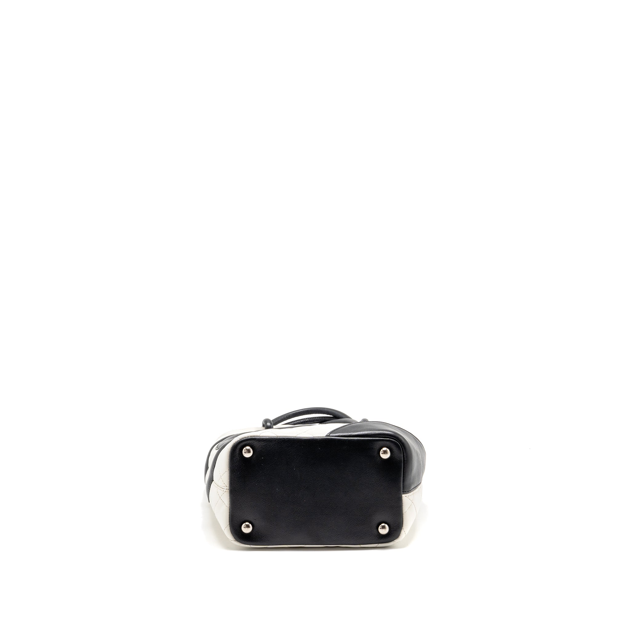 CHANEL SMALL CAMBON LIGNE SHOPPING TOTE BAG CALFSKIN BLACK/WHITE SHW
