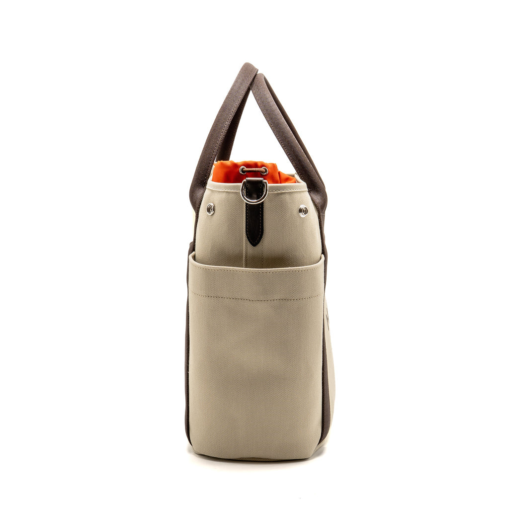 HERMES THE GROOMING BAG POLYAMIDE/COTTON/POLYURETHANE BEIGE SABLE/FEU SHW