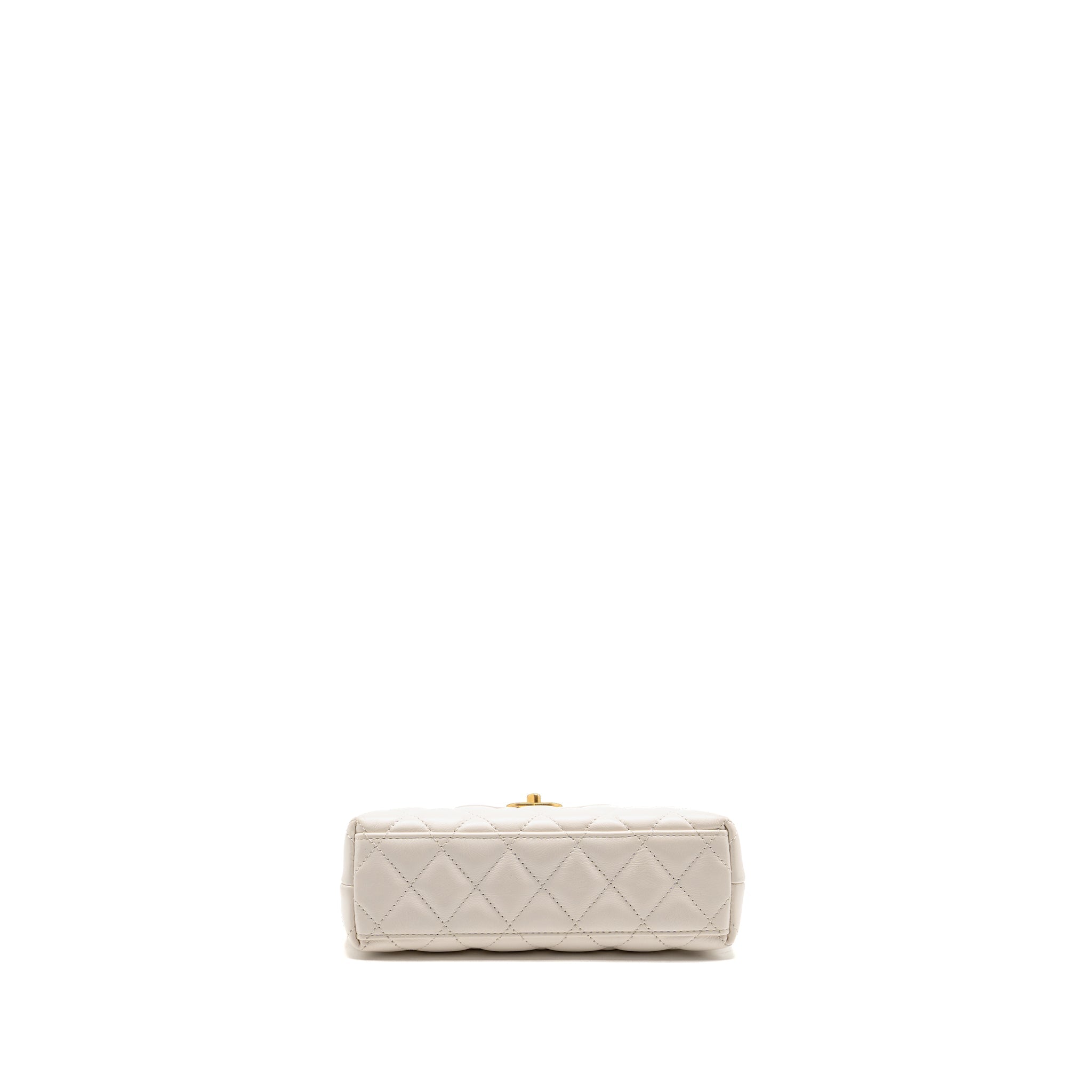 CHANEL MINI KELLY SHOPPING TOTE BAG CALFSKIN WHITE GHW (MICROCHIP)