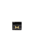 HERMES CONSTANCE COMPACT WALLET SHINY ALLIGATOR MISSISSIPPIENSIS BLACK GHW