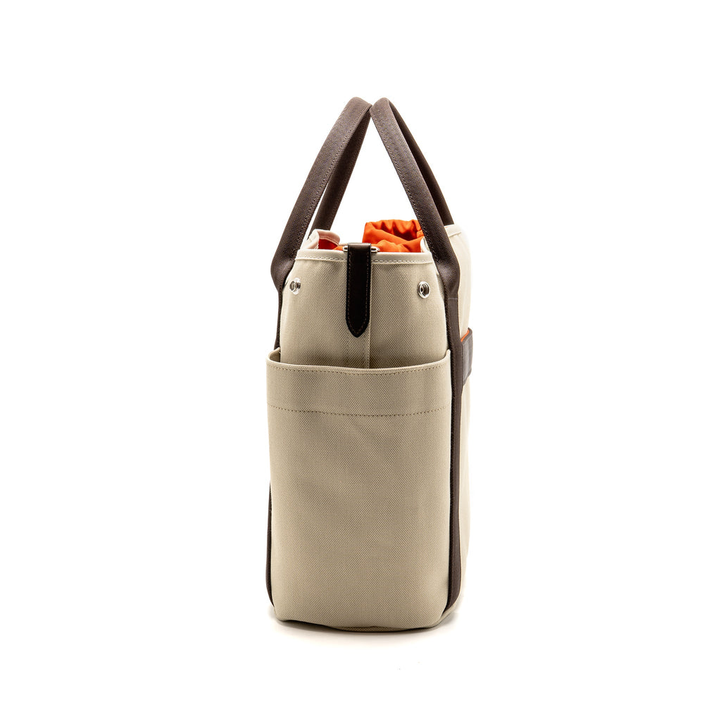 HERMES THE GROOMING BAG POLYAMIDE/COTTON/POLYURETHANE BEIGE SABLE/FEU SHW