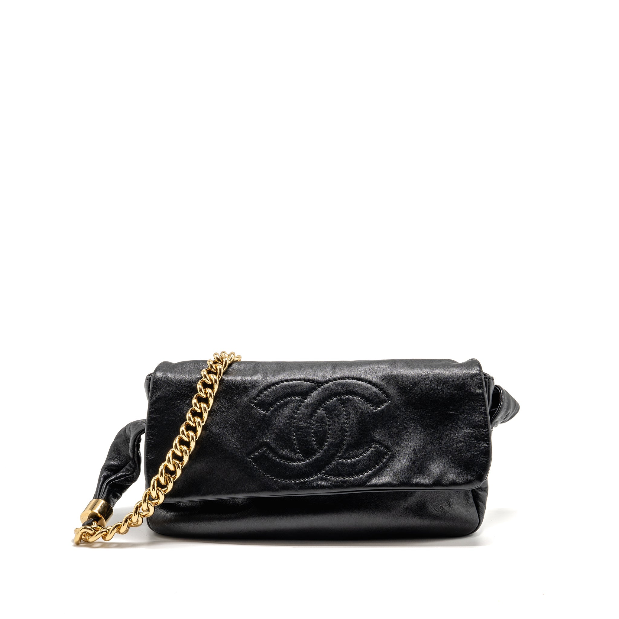 CHANEL RODEO DRIVE FLAP BAG CALFSKIN BLACK GHW