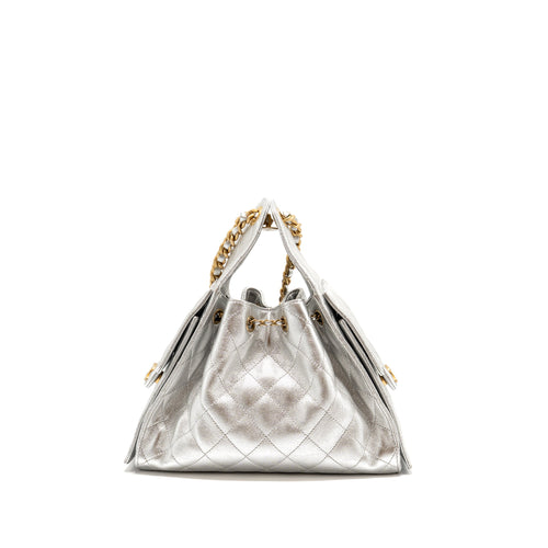 CHANEL SMALL 25 BAG CAVIAR SILVER GHW (MICROCHIP)