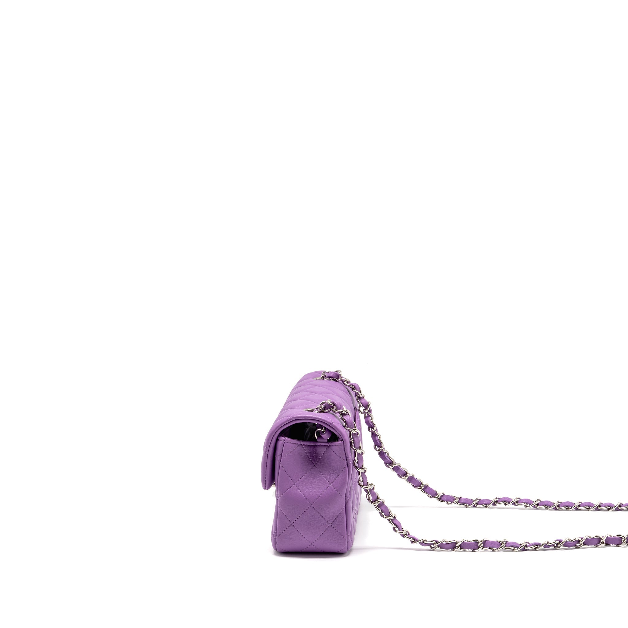 CHANEL MINI RECTANGULAR FLAP BAG LAMBSKIN PURPLE SHW
