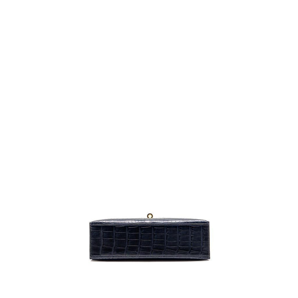 HERMES KELLY POCHETTE MATT ALLIGATOR MISSISSIPPIENSIS BLUE INDIGO GHW
