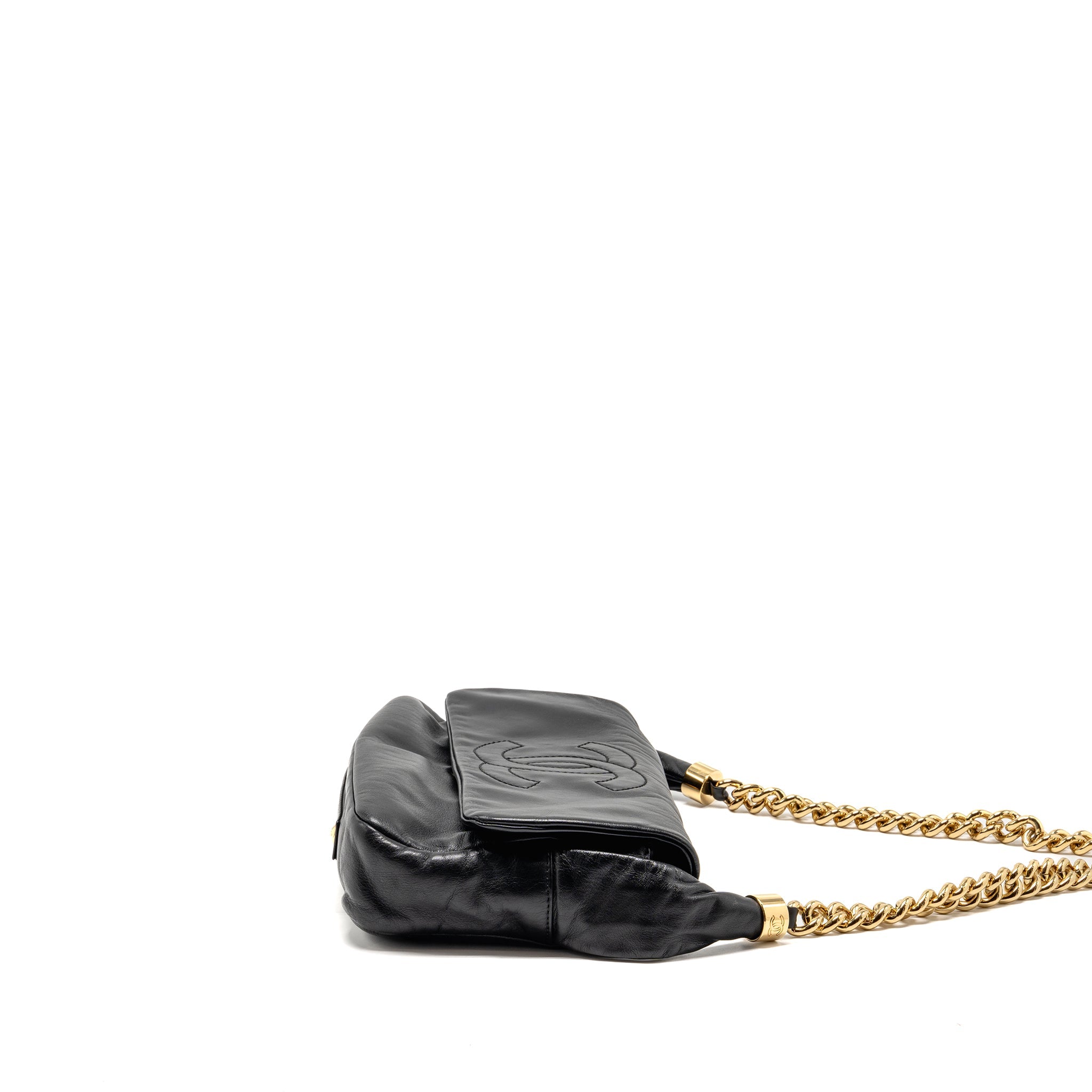 CHANEL RODEO DRIVE FLAP BAG CALFSKIN BLACK GHW