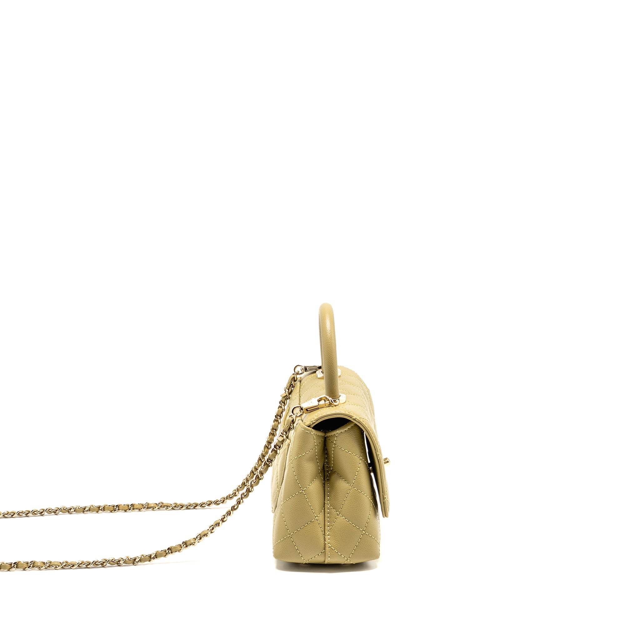 CHANEL MINI COCO HANDLE CAVIAR LIGHT GREEN LGHW (MICROCHIP)