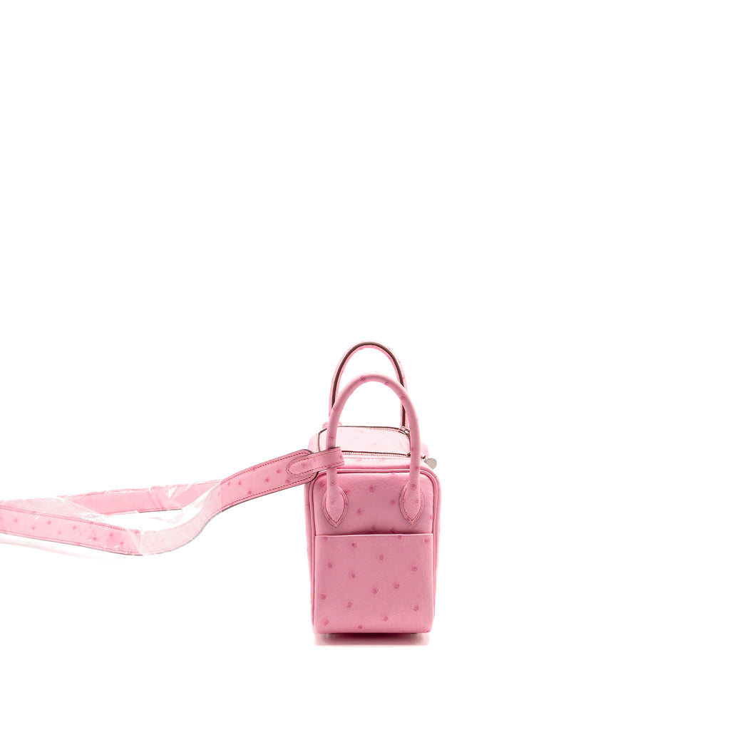 HERMES MINI LINDY OSTRICH ROSE BUBBLEGUM SHW