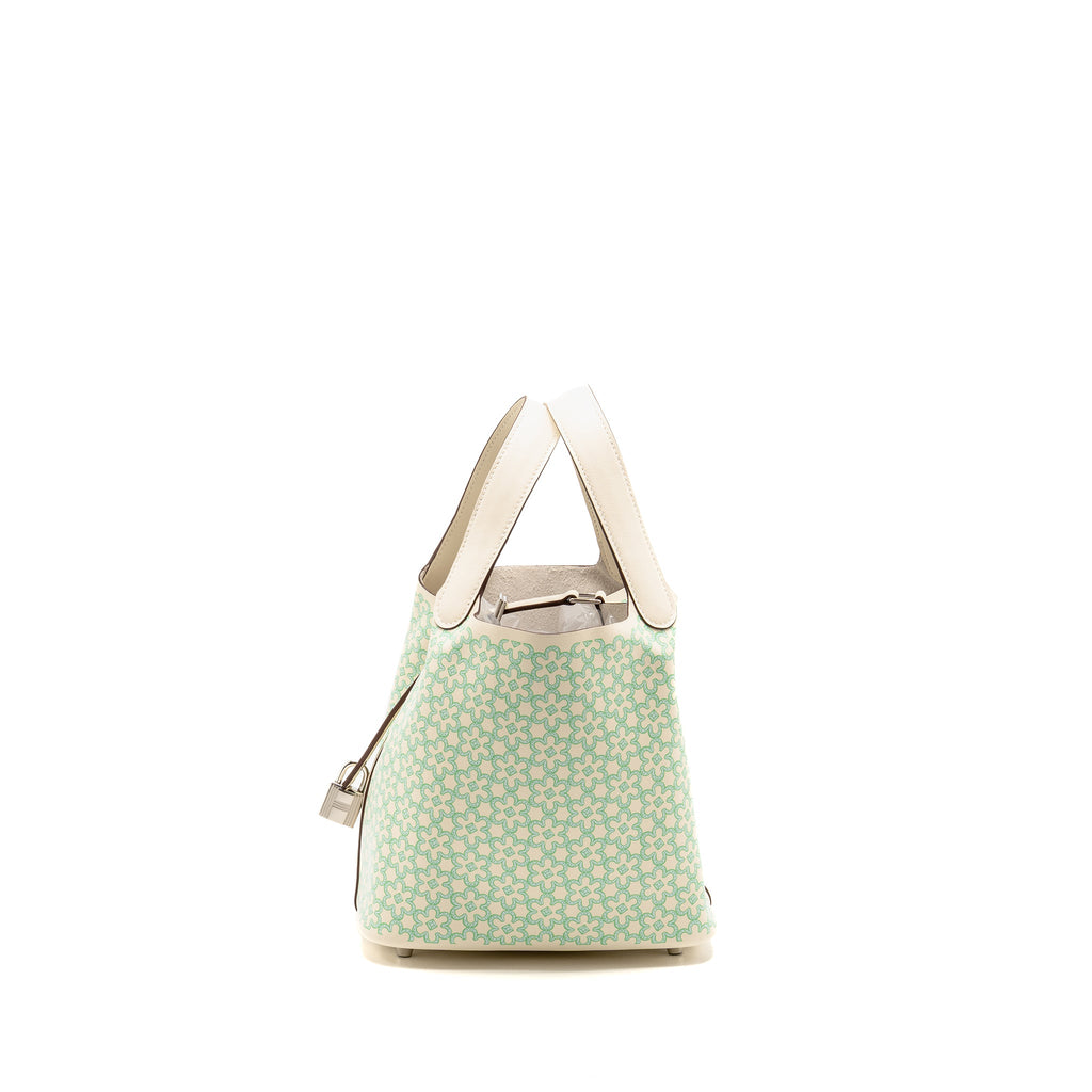 HERMES LUCKY DAISY PICOTIN 18 LOCK BAG SWIFT NATA/VERT/BLANC SHW