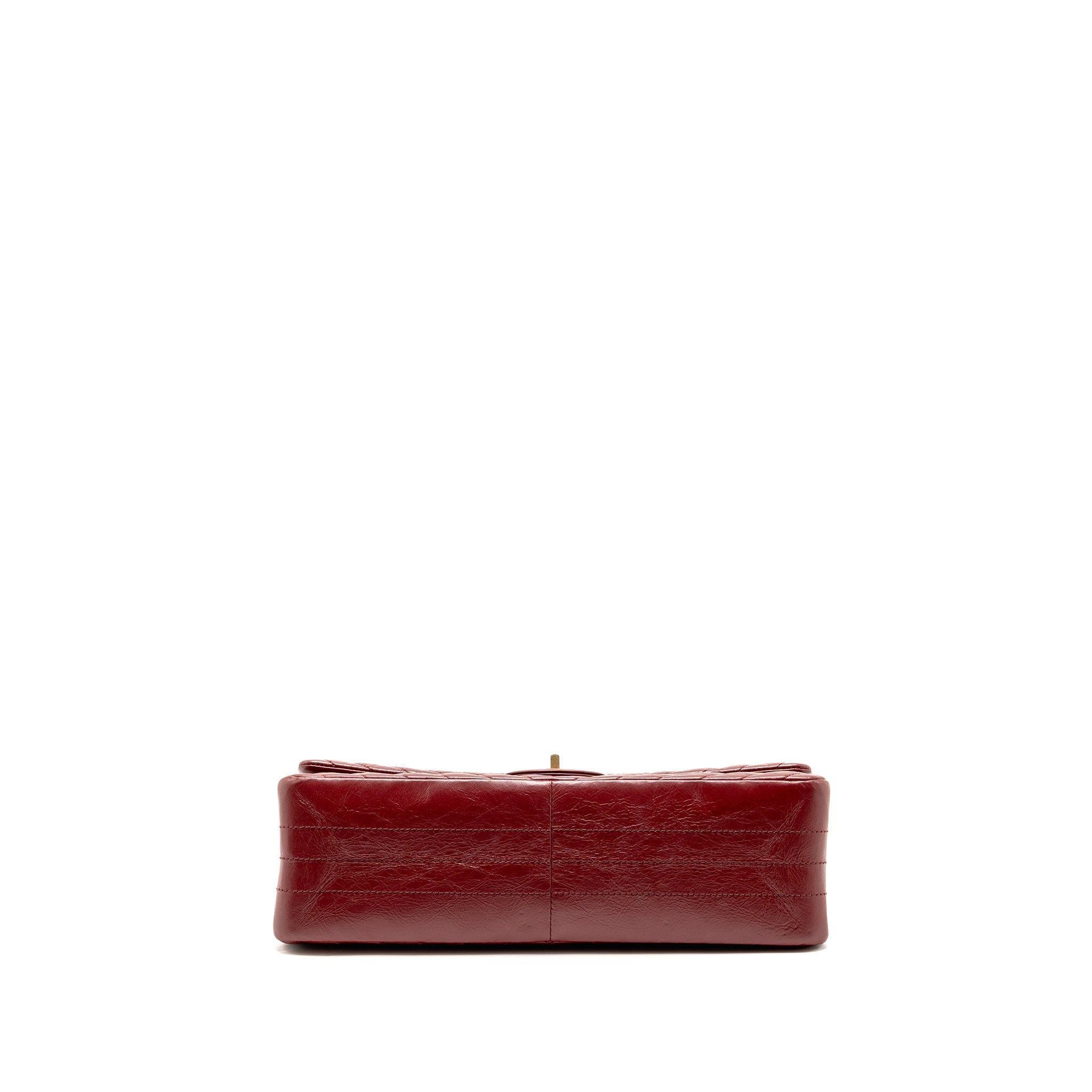 CHANEL 2.55 226 REISSUE DOUBLE FLAP BAG CHEVRON AGED CALFSKIN RED GHW