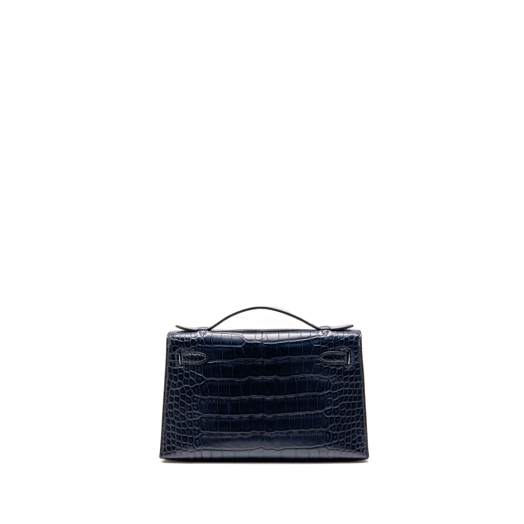 HERMES KELLY POCHETTE MATT ALLIGATOR MISSISSIPPIENSIS BLUE INDIGO GHW
