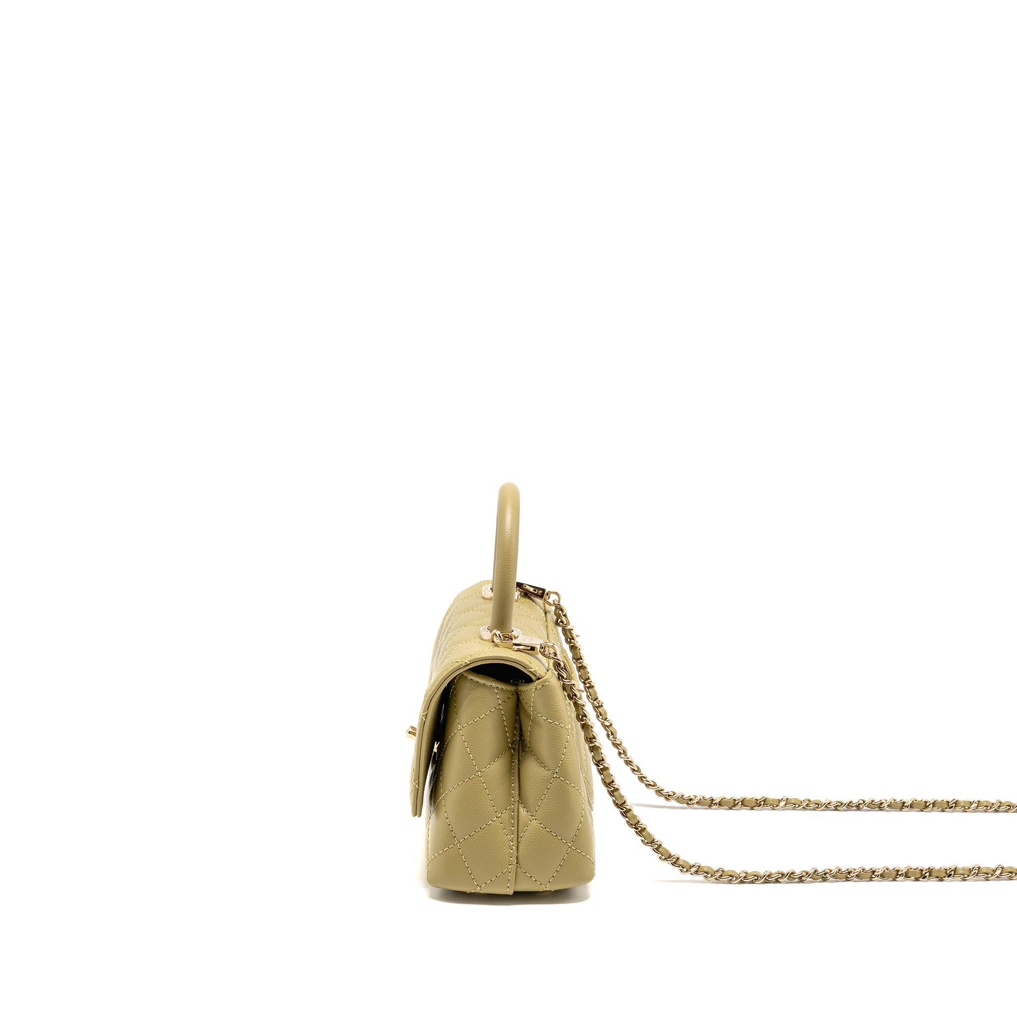 CHANEL MINI COCO HANDLE CAVIAR LIGHT GREEN LGHW (MICROCHIP)