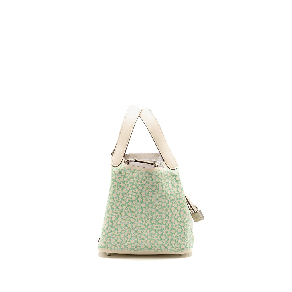 HERMES LUCKY DAISY PICOTIN 18 LOCK BAG SWIFT NATA/VERT/BLANC SHW