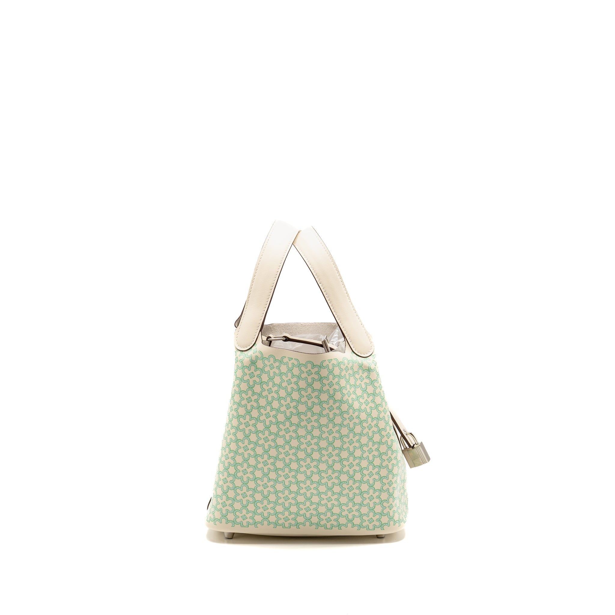 HERMES LUCKY DAISY PICOTIN 18 LOCK BAG SWIFT NATA/VERT/BLANC SHW