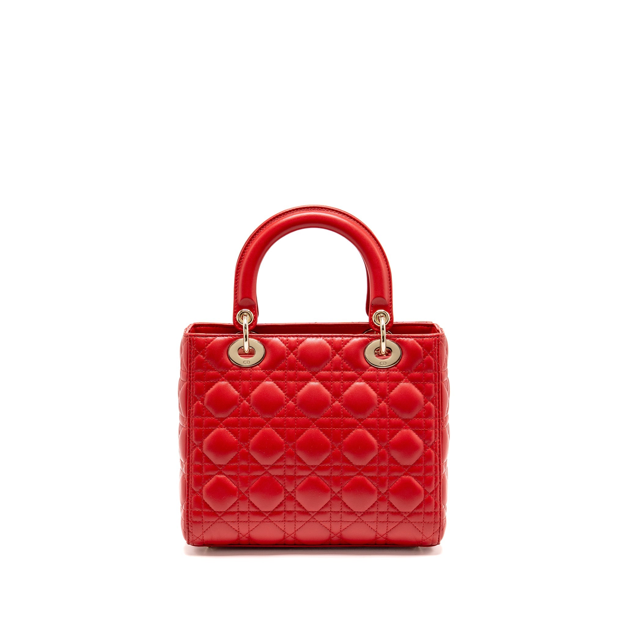 DIOR MEDIUM LADY DIOR LAMBSKIN RED LGHW