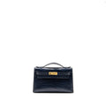 HERMES KELLY POCHETTE MATT ALLIGATOR MISSISSIPPIENSIS BLUE INDIGO GHW